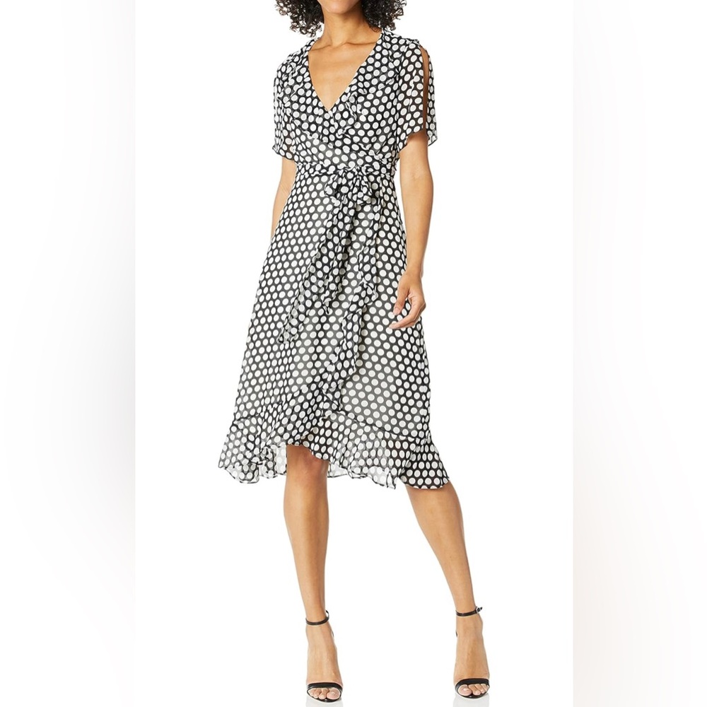 Donna Morgan Polka Dot Wrap Dress